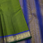 Temple olive green pure silk Kanchipuram saree with small border composition – drape detail