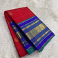 Temple red Kancheepuram silk saree violet korvai weave handloom