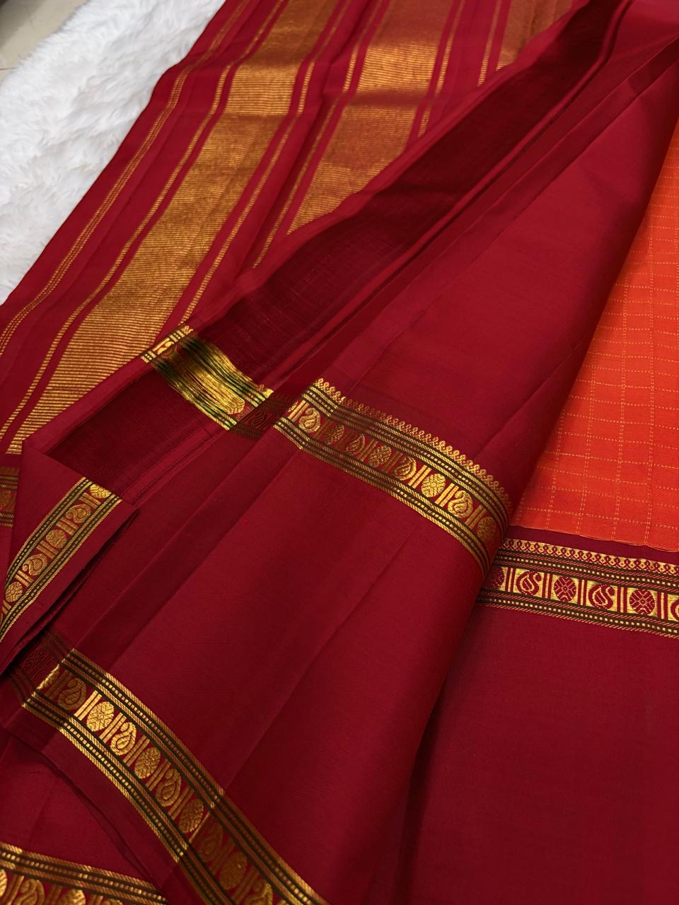 Korvai Kancheepuram silk saree in peacock teal with royal violet border