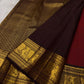 Burnt Copper Handwoven Pure Silk Kanchipuram Saree with Deep Aubergine Korvai Zari Border