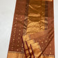 Burnished terracotta handloom Katan Silk Chanderi saree with gold floral border