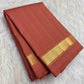 Terracotta lightweight Kanjipuram silk saree with gold zari border, full view