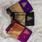 Rani Pink Kanjivaram showing elongated Thazhampoo Reku buttas across the silk body.