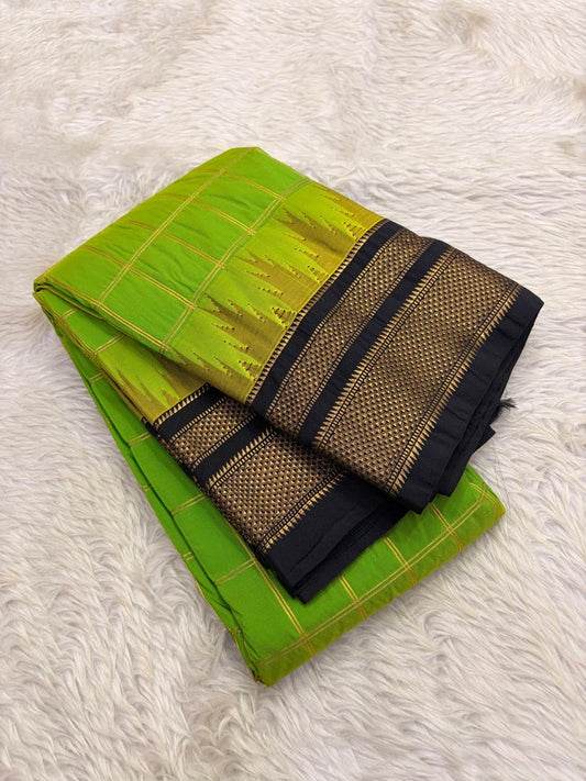 Thulir Pachai green lightweight pure silk Kanchipuram saree