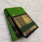 Vadamalli magenta Kanchipuram silk saree with black and emerald-green contrast