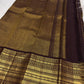 Deep Kaapi Brown and Antique Gold Kanchipuram silk saree with Varisaipet border, view 4: ornamental pettu detail