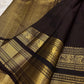 Aubergine Handwoven Pure Silk Kanjivaram Saree with Rettapet Contrast Green Border