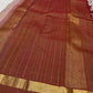 Blush Pink Handwoven Pure Silk Kanjeevaram Saree with Plain Body and Deep pink  Zari Border