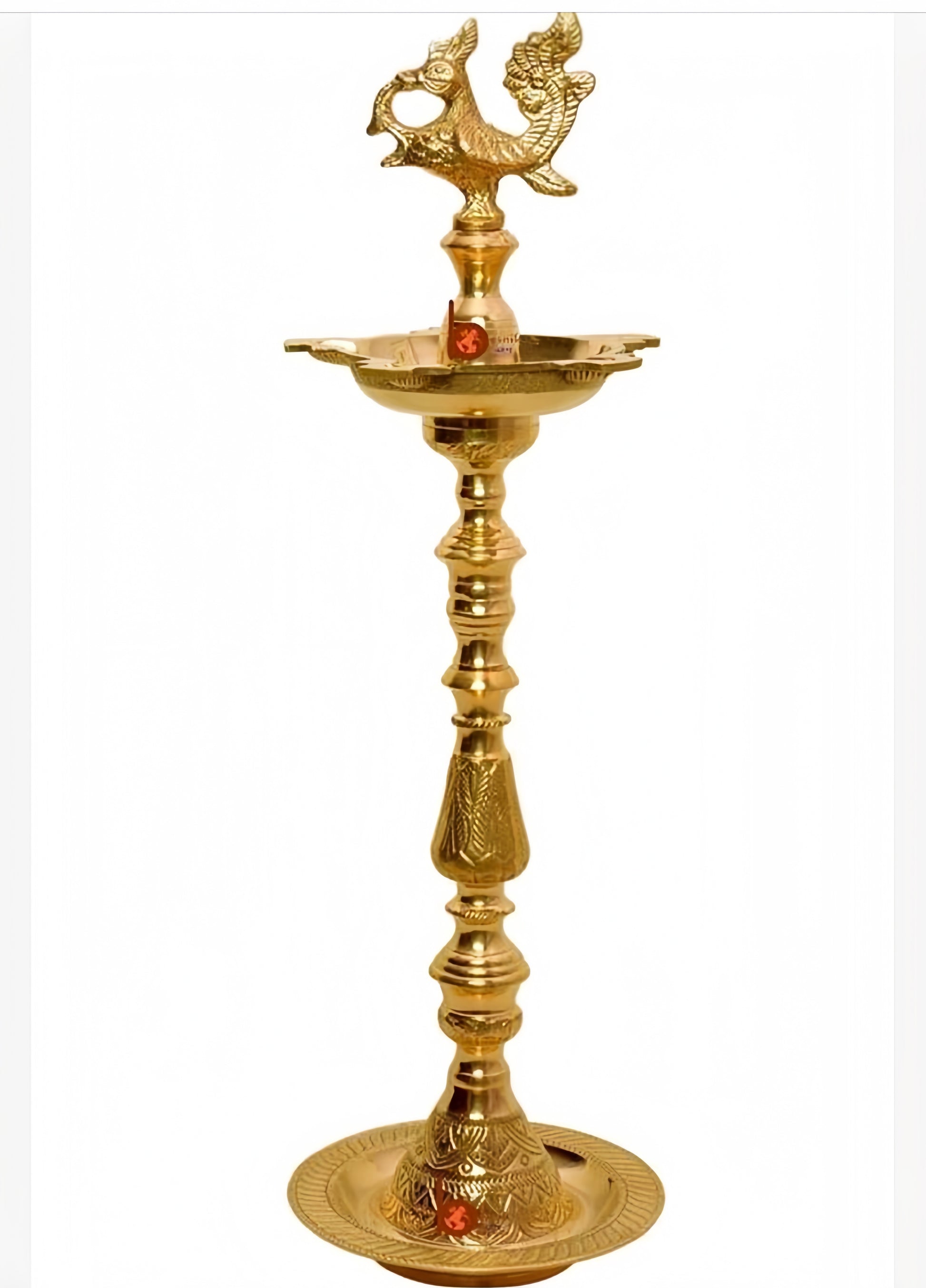 Brass Kuthu Vilakku lamps in multiple sizes from 12 to 24 inches displayed together