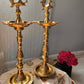 Traditional brass Kuthu Vilakku lamps handcrafted in Nachiyar Kovil temple style