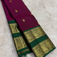 Kanchipuram Silk Saree • Classic Border Weave • Bright Berry Pink with Bottle Green Border
