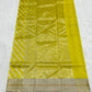 Sunlit Turmeric Yellow Diagonal Zari Katan Silk Chanderi Saree, silver-champagne border with warm-gold line