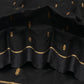 Midnight black Pattu Silk Chanderi saree with small antique-gold butis