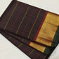 Coffee Brown Handwoven Pure 2G Jari Kanjivaram Saree with Neli Veldhari Body and Maroonish Brown Borders full saree view showing body, border and pallu.