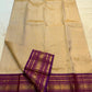 Gold and Purple Handwoven Pure Silk Kanchipuram Saree with Varisaipet Peacock Border