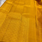 Traditional golden turmeric Kancheepuram silk saree, full drape