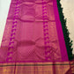 Gold zari mayil and kamalam butta detail on emerald green Kanchipuram silk saree body — Idam Living