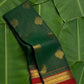 Bottle green and arakku red zari kattam Kanjivaram silk saree with gandaberunda and floral butta — Idam Living