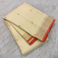 Ivory Handwoven Pure Silk Kanjivaram Saree with Small Gold Buttas & Petite Zari Elephant Border