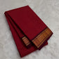 Brick Red and Deep Arakku Maroon lightweight Kanchipuram silk saree, broad gold zari border and striped maroon pallu; full layout