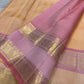 Peach Blush Handwoven Pure Silk Kanchipuram Rettapet Saree with Pink Border – view 2