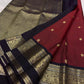 Arakku Red and Deep Maroon Handwoven Pure Silk Kanjeevaram Saree with Mayil Butta and Vanasringaram Silk Thread Border