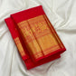 Vermilion Red Handwoven Pure Silk KanchiPattu Saree with Peacock Zari Border