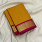 Mustard Gold Handwoven Pure Silk Kancheepuram Saree with Kanchi Kattam Weave