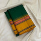 Golden yellow Korvai pallu on forest green pure silk Kanjeevaram Pattupet saree — Idam Living
