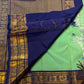 Alternating mayil and maanga butta in gold zari on jade green pure silk Kanchipuram saree — Idam Living