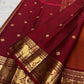 Semmann Terracotta Pure Silk Kanchipuram Peacock Butta Saree with Maroon Zari Border – view 3
