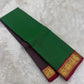 Peacock Green Vairaoosi Stripes Lightweight Pure Silk Kanchipuram Saree with Arakku Peacock Border – full body and contrast border