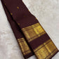 Espresso Brown and Antique Gold Handwoven Pure Silk Kanjivaram Saree with Rettapet Border and Mayil Chakram Butta