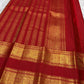 Kumkum Red and Antique Gold Handwoven Pure Silk Kanchipattu Saree with Rettapet Border and Mayil Chakram Butta
