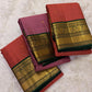 Elegant rust orange Kanjeevaram saree with antique gold woven border