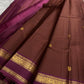 Cocoa Rose Brown and Mulberry Handwoven Lightweight Pure Silk KanchiPattu Saree: view 1