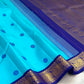 Aqua Blue Handwoven Pure Silk Kanjivaram Saree with Korvai Peacock Border