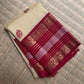 Ivory Kanchipuram Korvai silk saree body with elephant silk thread butta motifs