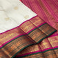 Sandalwood Ivory Handwoven Pure Silk Kanjivaram Korvai Saree with Peacock and Elephant Motifs, body and border detail
