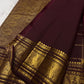 Traditional lightweight Kanjeevaram silk saree in deep cinnamon brown