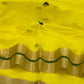 Sunshine Yellow Green-Edged Mercerized Silk Chanderi Saree, pallu and weave detail