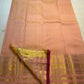 Peach and Maroon Handwoven Pure Silk Kanchipuram Saree with Varisaipet Peacock Border