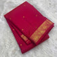 Raspberry Pink Handwoven Pure Silk Kanjipuram Saree with Small Gold Buttas & Petite Zari Elephant Border