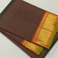 Manthulir green and kesari orange handwoven pure silk Kancheepuram saree with bawanchi borders, view 2