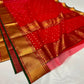 Red Katan Silk Chanderi saree with gold zari border