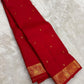 Classic Red Handwoven Pure Silk Kancheepuram Saree with Small Gold Buttas & Petite Zari Elephant Border