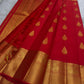Vermillion red pure silk Kanchipuram Butta saree, view 5