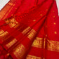 Traditional Rettapet Kanchipuram saree with Yazhi motifs in vermilion red