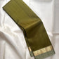 Olive Green Handwoven Pure Silk Kancheepuram Saree with Plain Body and Sage Green Zari Border