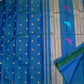 Peacock blue pure silk Kanjivaram saree with Mayil Kamalam buttas, folded view — Idam Living